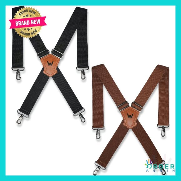 Heavy Duty Suspenders 2-Pack Classic Retro Workwear Adjustable Straps